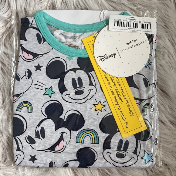 NWT Little Sleepies Disney Mickey Mouse Forever Two Piece Short Pajama Set - Picture 4 of 5